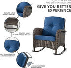 HUMMUH 7-Piece Outdoor Patio Furniture with Fire Pit Set,Wicker Patio Sofa Set Outdoor Rocking Chairs with Ottomans for Backyard,Poolside,Deck