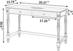 Solid Wood Computer Writing Desk with 2 Big Drawers 39.4" Wide Home Office Desk Workstation Small Rustic Study Table Furniture in Cherry for Home Office Bedroom Living Room, SSZ-1533WD