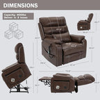 Power Lift Recliner Chair for Adults Elderly Lay Flat Leather Recliners with Massage Heating, Extended Footrest, Wireless Charging Device, USB Ports, Cup Holder, Lumbar Pillow, Up to 400LBS