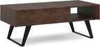 SIMPLIHOME Lowry Lift Top Coffee Table - 48 inch Wide Solid Acacia Wood and Metal Living Room Table in Distressed Charcoal Brown, Modern Industrial Cocktail Table with Hidden Storage and Open Shelf