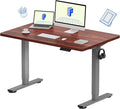 FLEXISPOT EN1 Whole-Piece Standing Desk, 48 x 30 Inches Electric Adjustable Desk for Home Office (Silver Frame + 48 in Mahogany Top, 2 Packages)