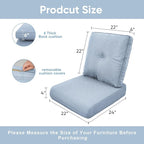 Patio Chair Cushions 5 Packs - Outside 22x24 High Back Water-Resistant Cushion with Zipper Cover for Outdoor Glider Rocking Chairs Loveseat 3-seat Couch Sofa – Baby Blue/Buckle