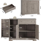HOSTACK Buffet Cabinet with Storage, Modern Sideboard Buffet with Doors, Wood Coffee Bar Kitchen Storage Cabinet with Drawer and Adjustable Shelf for Kitchen, Dining Room, Living Room, Ash Grey