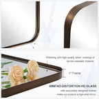 ANDY STAR Bronze Mirror for Wall, 30x36” Rounded Rectangle Bathroom Mirror, Modern Stainless Steel Metal Frame for Vanity