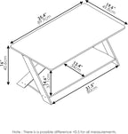 Furinno Modern Coffee Table, Rectangle Modern Coffee Table with X-Legs, Criss-Crossed Side Table, for Living Room, Bedroom, Home Office, Black Espresso