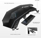 EUREKA ERGONOMIC Gaming Desk, Standing Desk w Keyboard Tray, 72" Wing Shaped Music Studio Table with LED Shelves, Gaming Recording Live Stream, Slot Design