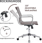 COROCC Office Desk Chair Modern Conference Room Task Chairs Leather Computer Swivel Excutive Ribbed Ergonomic Rolling Comfortable Chair for Home Office