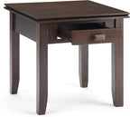 SIMPLIHOME Artisan SOLID WOOD 21 inch Wide Square Transitional End Side Table in Tobacco Brown for the Living Room and Bedroom