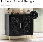 ARTPOWER Vintage Accent Cabinet with 2 Doors, Hollow Carving Buffet Cabinet, Sideboards and Buffets with Storage, Credenza for Living Room, Kitchen, Dining Room, Entryway, Hallway, Black