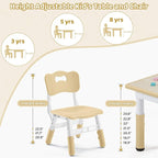 Adjustable Kids Table Chairs Set – Graffiti Desktop, Multi-Activity Height-Adjustable Toddler Study Desk for Ages 3-8 – Ideal for Home, Classroom, Daycare (W-Brown, 2 Chairs-31.5" L x 23.6" W)