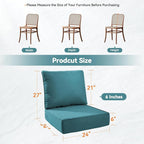 Luxury 6" Outdoor Cushions for Patio Furniture, 24x24x6" Thick Seat Cushion Set of 3, Fade Resistant Couch Chair Replacement Cushions High Density Deep Wicker Chair Cushion w/ Removable Cover, Green