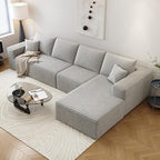 135.4" Cloud Sectional Couch with L-Shape Chaise,Modern Modular Sofa with Deep Seat, Upholstered Couches for Living Room Bedroom Apartments,No Assembly Required, (Grey,Right Facing Chaise)