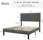 Allewie Full Size Button Tufted Platform/Fabric Upholstered Bed Frame with Adjustable Headboard/Wood Slat Support/Mattress Foundation/Dark Grey (Full)