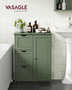 VASAGLE Floor Storage Cabinet, Freestanding Storage Unit with 3 Drawers, 1 Adjustable Shelf, for Bathroom Living Room Dining Kitchen, 11.8 x 23.6 x 31.5 Inches, Forest Green UBBC049C01