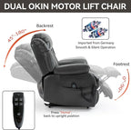 Luxlen Electric Power Lift Recliner Chair with Vibration Massage and Heat, Faux Leather Reclining Chairs for Elderly with Remote Controls, Side Pockets, Big and Tall Recliner, Gray