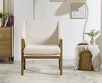 EALSON Modern Accent Chair Comfy Living Room Chair with Wooden Frame and Armrest Mid Century Upholstered Fabric Reading Lounge Armchair for Living Room/Bedroom/Reading/Balcony, Chenille White