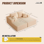 Chaise Lounge Chair, Boneless Couch for Living Room and Bedroom, Sleeper Couches Reading Chairs, Corduroy, Camel