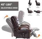 Dual Motor Recliner Lift Chair with Heat and Massage, Heavy Duty Leather Power Lift Recliner Chair Idea Gifts for Seniors, Stand Assistance, Dark Brown