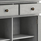 SIMPLIHOME Connaught 40-inch Wide Solid Wood Storage Cabinet in Fog Grey for Entryway, Living Room, Organizer for Hats, Gloves, Shoes, Keys, Slim Design, Traditional Style