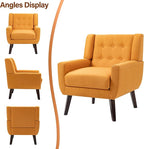 Accent Chair, Modern Fabric Armchair for Living Room, Comfy Upholstered Arm Chair Tufted for Indoor Bedroom Office Room (Orange)