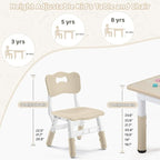 Adjustable Kids Table Chairs Set – Graffiti Desktop, Multi-Activity Height-Adjustable Toddler Study Desk for Ages 3-8 – Ideal for Home, Classroom, Daycare (W-Wood, 2 Chairs-31.5" L x 23.6" W)