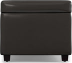 SIMPLIHOME Avalon 44 inch Wide Contemporary Rectangle Lift Top Rectangular Storage Ottoman in Tanners Brown Vegan Faux Leather, Assembled, for the Living Room, Entryway and Family Room.