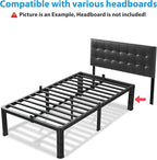 14 Inch Twin Size Bed Frame, 3500Lbs Heavy Duty Metal Platform with Round Corner Legs Mattress Slide Stopper, Steel Slat Support No Box Spring Needed, Noise Free, Non-Slip, Easy Assembly