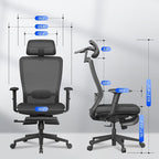 FLEXISPOT OC3 Cloud Ergonomic Office Chair with Footrest, Mesh Back Computer Chair, Home Office Desk Chairs, with Adjustable Lumbar Support/3D Headrest/Reliable Base, Elastic Foam Seat, Black, Cloud-F