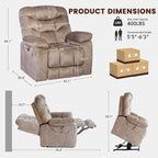 EONIX Large Lay Flat Power Lift Recliner Chair for Elderly with Heat and Massage, 400lbs Dual Motor Electirc Lift Chair with Extended Footrest, SLRY007062, Beige