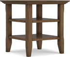 SIMPLIHOME Acadian SOLID WOOD 19 Inch Wide Square Transitional End Table in Rustic Natural Aged Brown, For the Living Room and Bedroom