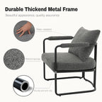 Accent Chairs Set of 2 for Living Room, Mid Century Modern Upholstered Reading Armchairs for Bedroom, Office, with Comfy Chenille Cushion & Metal Frame, Dark Grey