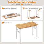 Need Folding Computer Desk - 39.4 Inch Foldable Office Writing Work Study Kids Student Teacher Home Bedroom Table for Small Space, Teak & White