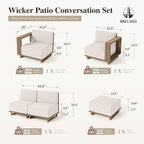 HERA'S HOUSE 6 Pieces Patio Furniture Set, 4 Sectional Outdoor Rattan Wicker Sofa with 2 Ottomans, All Weather Patio Conversation Set with 5.3" Widened Armrest, 10" Ultra Thick Comfy Cushion for Deck