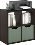 Furinno CUBICLE Book Shelf, 4-Cube Bookself, Thick Frame Bookcase with Reversible Open Back, 14.6 x 30 x 30, for Living Room, Bedroom, Home Office, Black Dark Oak
