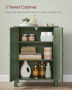 VASAGLE Floor Storage Cabinet, Freestanding Storage Unit with 2 Adjustable Shelves, for Bathroom Living Room Dining Kitchen, 11.8 x 23.6 x 31.5 Inches, Forest Green UBCB060C01