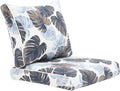 Outdoor Cushion Set for Patio Furniture Deep Seat Chair Cushions Weather Resistant Sofa Chair Pad, 24.4x23.6 Inch, Blue Leaves