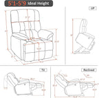 MCombo Power Lift Recliner Chair Sofa with Massage and Heat, Adjustable Headrest, 3 Positions, USB Ports, for Elderly People, 7533 (Faux Leather, Dark Gray)