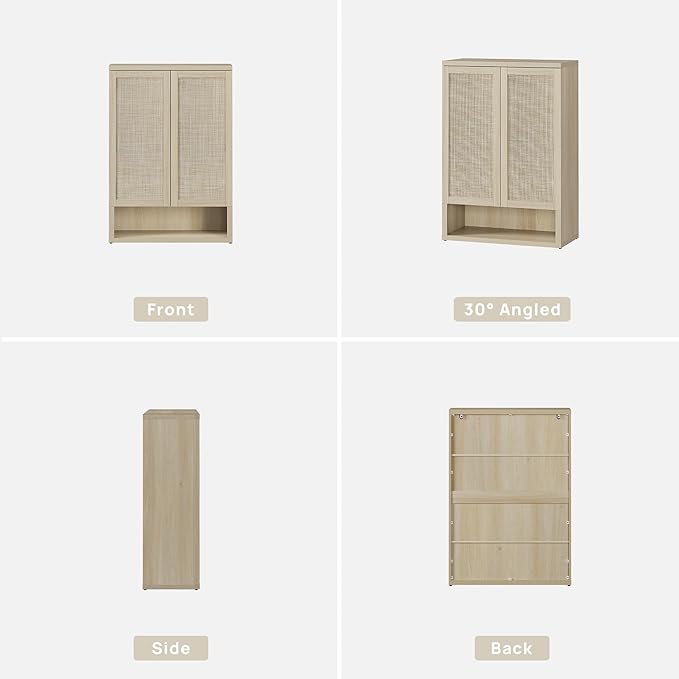 SICOTAS Rattan Shoe Storage Cabinet - Modular Shoe Cabinets with Door Tall Large Shoe Cabinet Storage for Entryway - 31.2" Wide Modular Cabinet for Hallway, Living Room