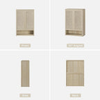 SICOTAS Rattan Shoe Storage Cabinet - Modular Shoe Cabinets with Door Tall Large Shoe Cabinet Storage for Entryway - 31.2" Wide Modular Cabinet for Hallway, Living Room