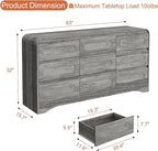 Grey Dresser for Bedroom with 9 Drawers, 63" Large Modern Dressers & Chest of Drawers with Curved Profile Design, Wood Closet Clothes Storage Long Dressers Organizer for Bedroom Living Room Hallway