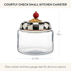 MACKENZIE-CHILDS Courtly Check Kitchen Canister, Decorative Black-and-White Glass Storage Jar with Lid, Small