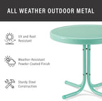 Crosley Furniture Griffith Weather Resistant Retro Metal Outdoor Side Table for Patio, Deck, Porch, Aqua
