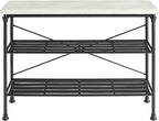 Crosley Furniture Madeleine Sofa Console Table with Storage Shelves for Hall, Entryway, or Living Room, Steel with Faux Marble Top