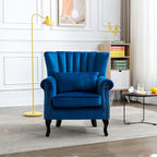Accent Reading Arm Chairs Midcentury Modern Comfy Corner Sofa Chair, Wingback Waiting Room Club Chair with Tufted Back for Living Room/Bedroom/Reception Room, Velvet Blue