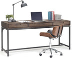 SIMPLIHOME Banting Desk - 72-Inch Wide Solid Hardwood and Metal Writing Desk in Walnut Brown, Modern Industrial Home Office Computer Table for Study with 2 Drawers and Flip-Down Keyboard Tray