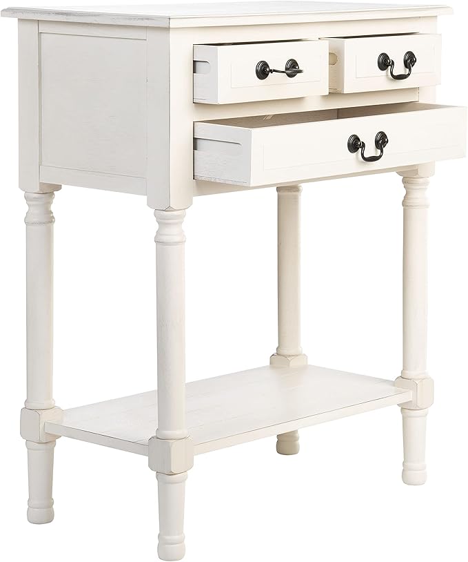 SAFAVIEH Home Collection Primrose White 3-Drawer Console Table