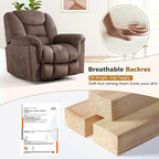 ANJ Rocker Recliner Chair Oversized Manual 360° Swivel Recliners Comfy Glider Rocking Chairs for Big Man Extra Wide Overstuffed Reclining Chair for Living Room, Camel