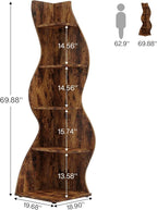 Tribesigns Corner Shelf, Rustic 5-Tier Wall Corner Bookshelf, Stylish Corner Small Bookcase Storage Rack Plant Stand with Unique Shape for Living Room, Home Office (1PC, Brown)