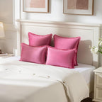 FUTEI Hot Pink Velvet Decorative Throw Pillow Covers 22x22 Set of 2,Soft Cozy Edge with Tassels Cushion Case,Boho Modern Home Decor for Couch Bed Living Room