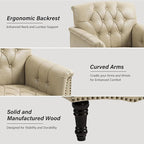Faux Leather Accent Chair, PU Leather Modern Comfy Upholstered Armchair with Wood Legs & Nailhead Trim for Living Room, Bedroom (Beige,Set of 1)